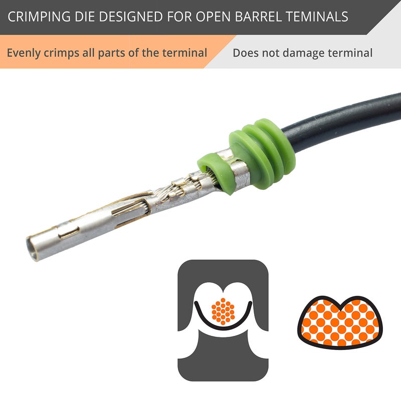 Wirefy Open Barrel Terminal Die 20-10 AWG | Replacement Die for Wirefy Crimping Tool | Compatible with OEM, Molex, Delphi, AMP, Deutsch Terminals - Image 3